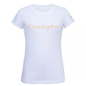 Champion Youth T Shirt White Rainbow Logo Size XL